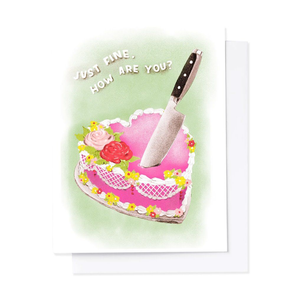Heart Cake Fine How Are You Risograph Card