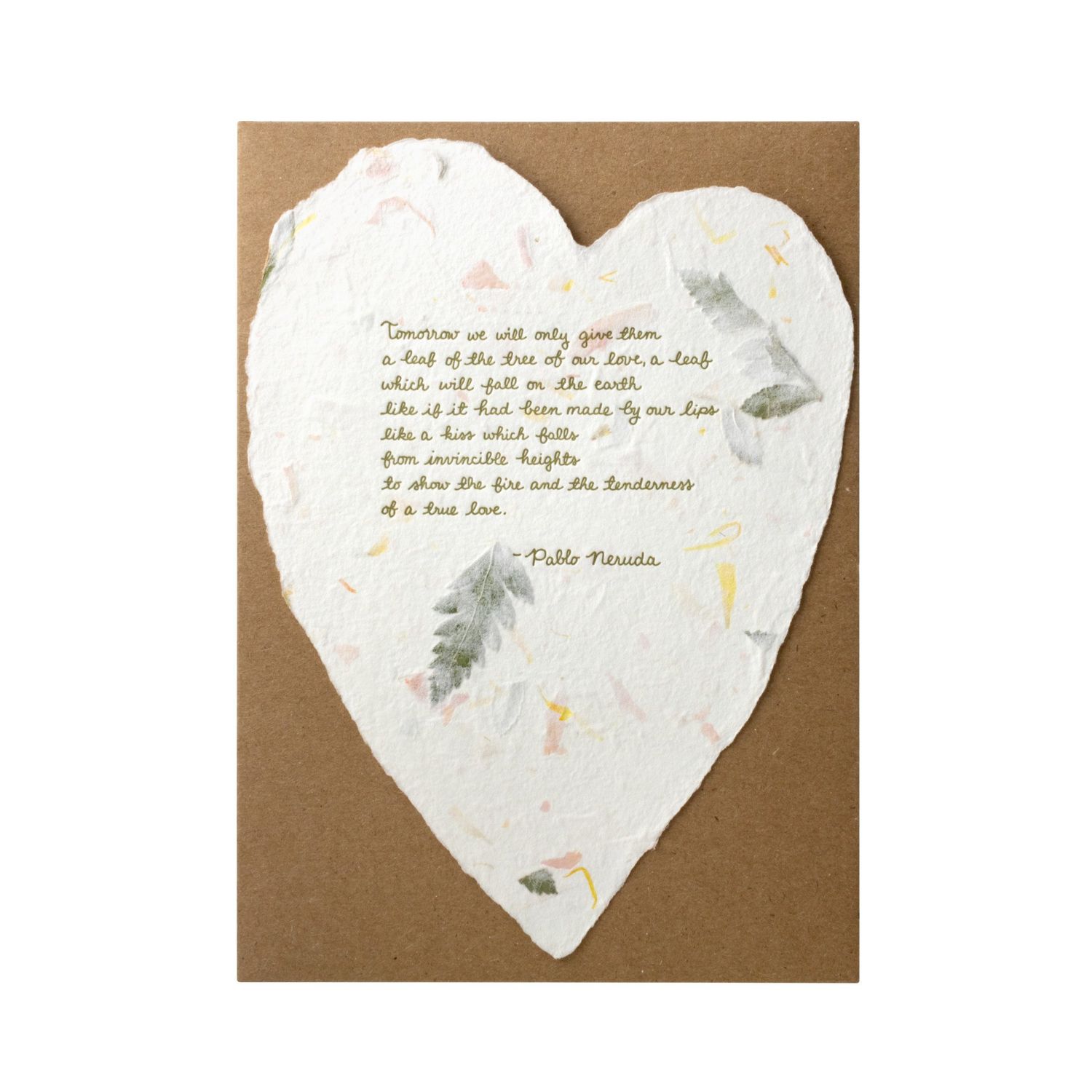 Pablo Neruda Floral Poem Letterpress Card