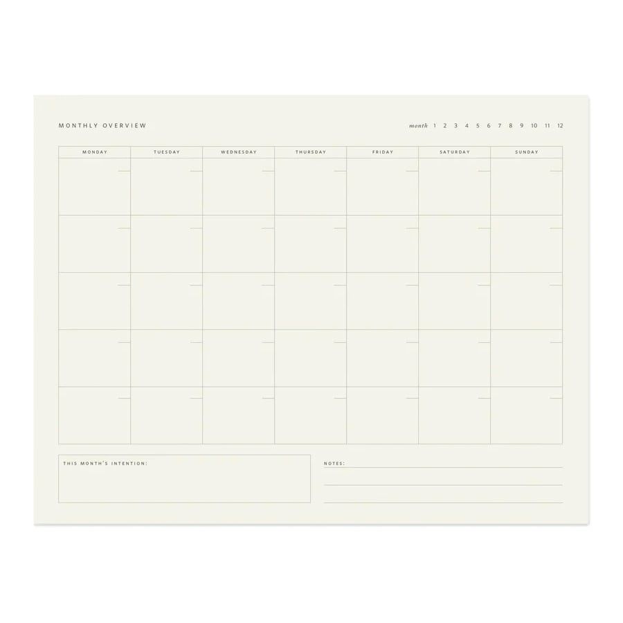 Monthly Overview Notepad