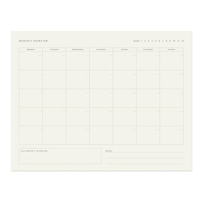 Monthly Overview Notepad