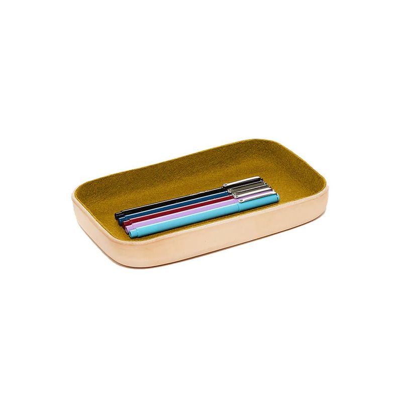 Kawabon Small Leather Tray - Golden Moss