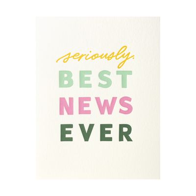 Best News Ever Letterpress Card