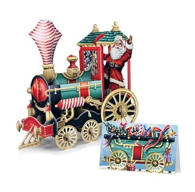 3D Santa Train Card