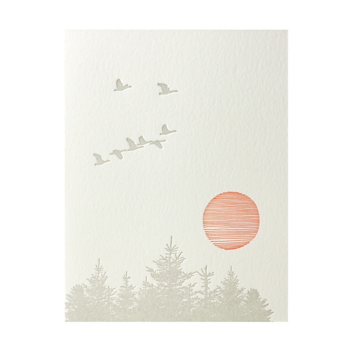 Geese and Sun Letterpress Card