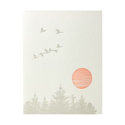 Geese and Sun Letterpress Card