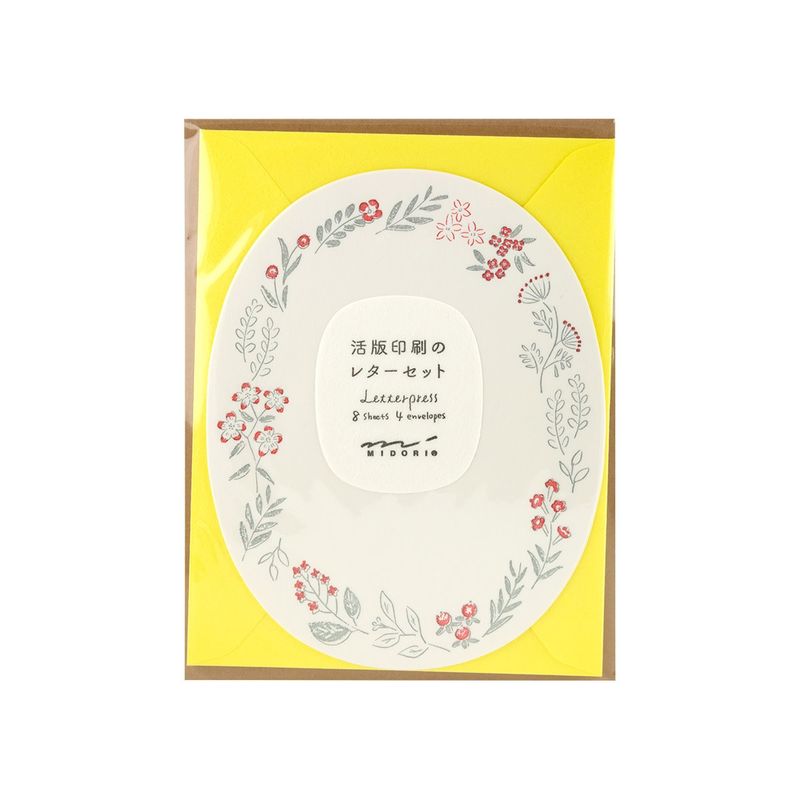 Midori MD Letter Set 489 Letterpress Die-Cut Wreath Red