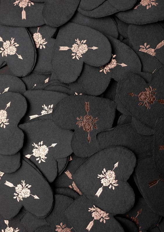 Arrow and Rose Letterpress Foiled Heart Enclosure