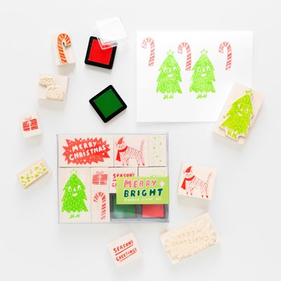 Gnome &amp; Mushroom Small Rubber Stamp Kit with Neon Ink Pad