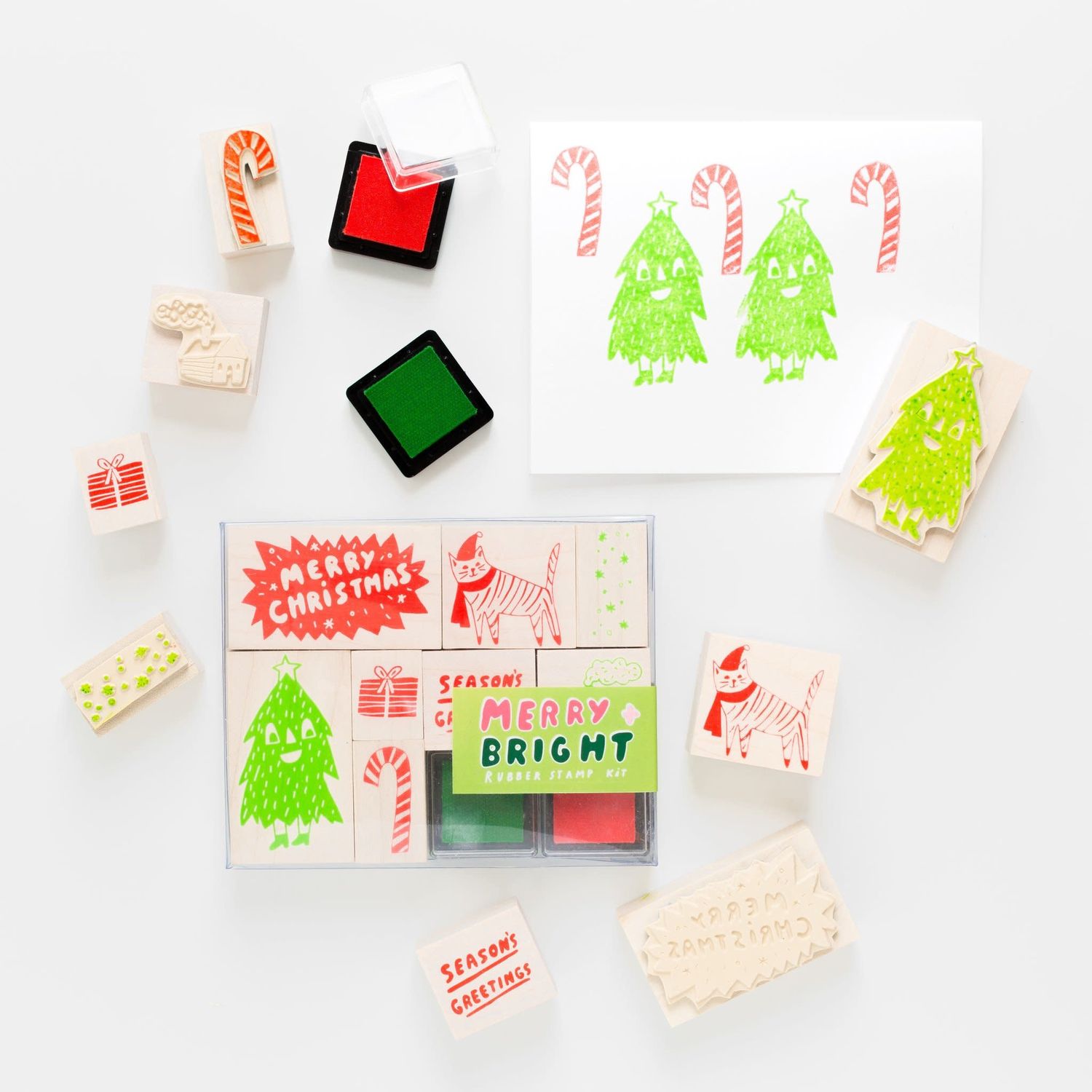 Gnome &amp; Mushroom Small Rubber Stamp Kit with Neon Ink Pad
