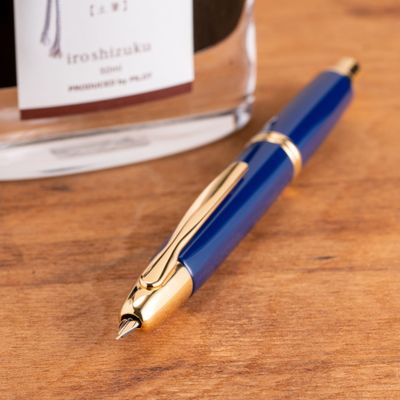 Pilot Vanishing Point Blue &amp; Gold Fountain Pen
