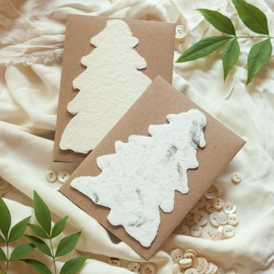 Handmade Paper Cream Evergreen