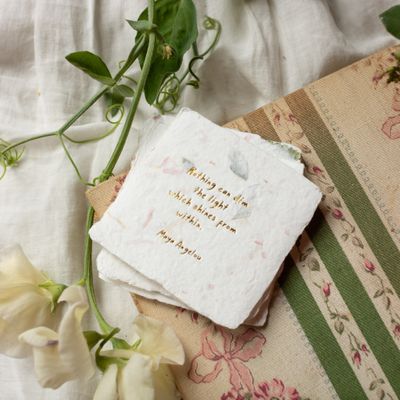Maya Angelou Quote Floral Petite Wish Letterpress Enclosure Maya Angelou Quote Floral Petite Wish Letterpress Enclosure