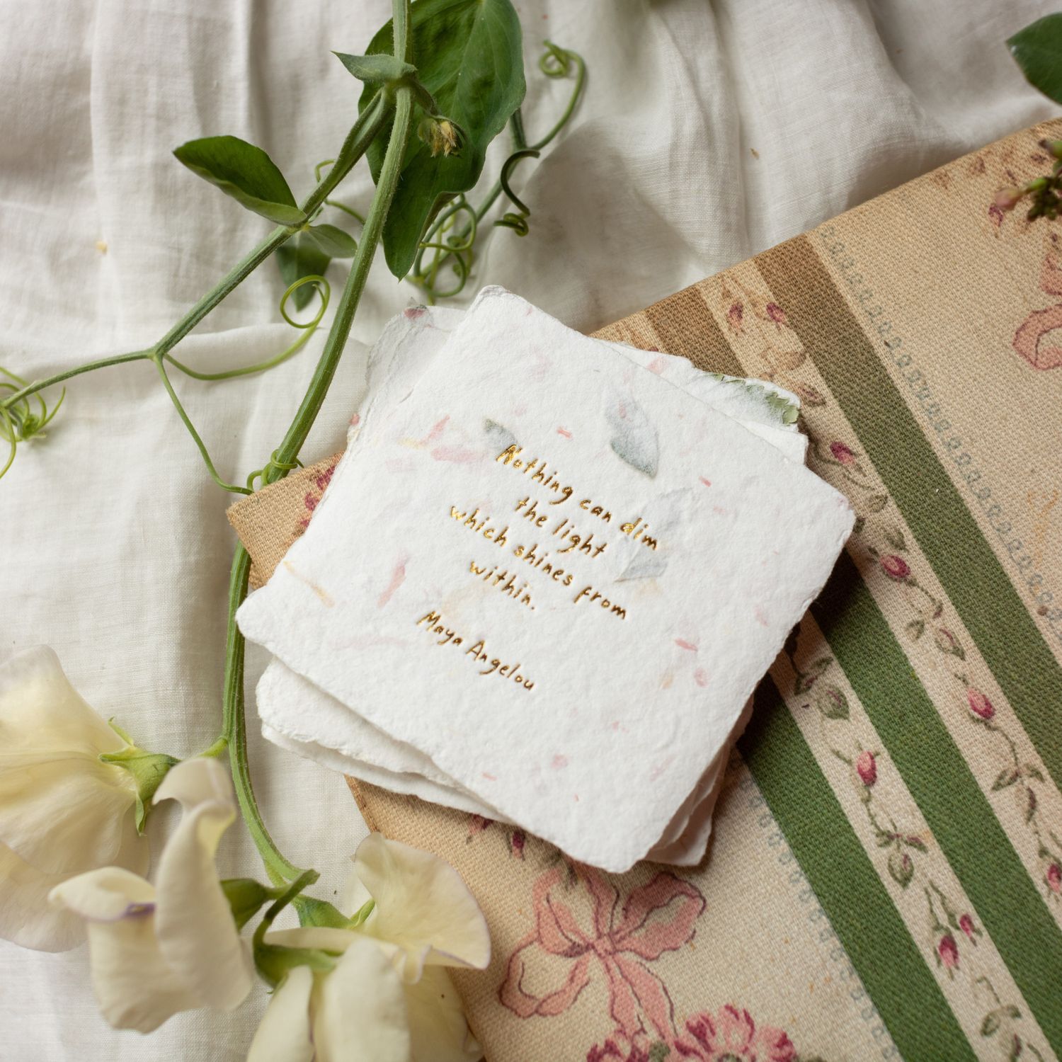Maya Angelou Quote Floral Petite Wish Letterpress Enclosure