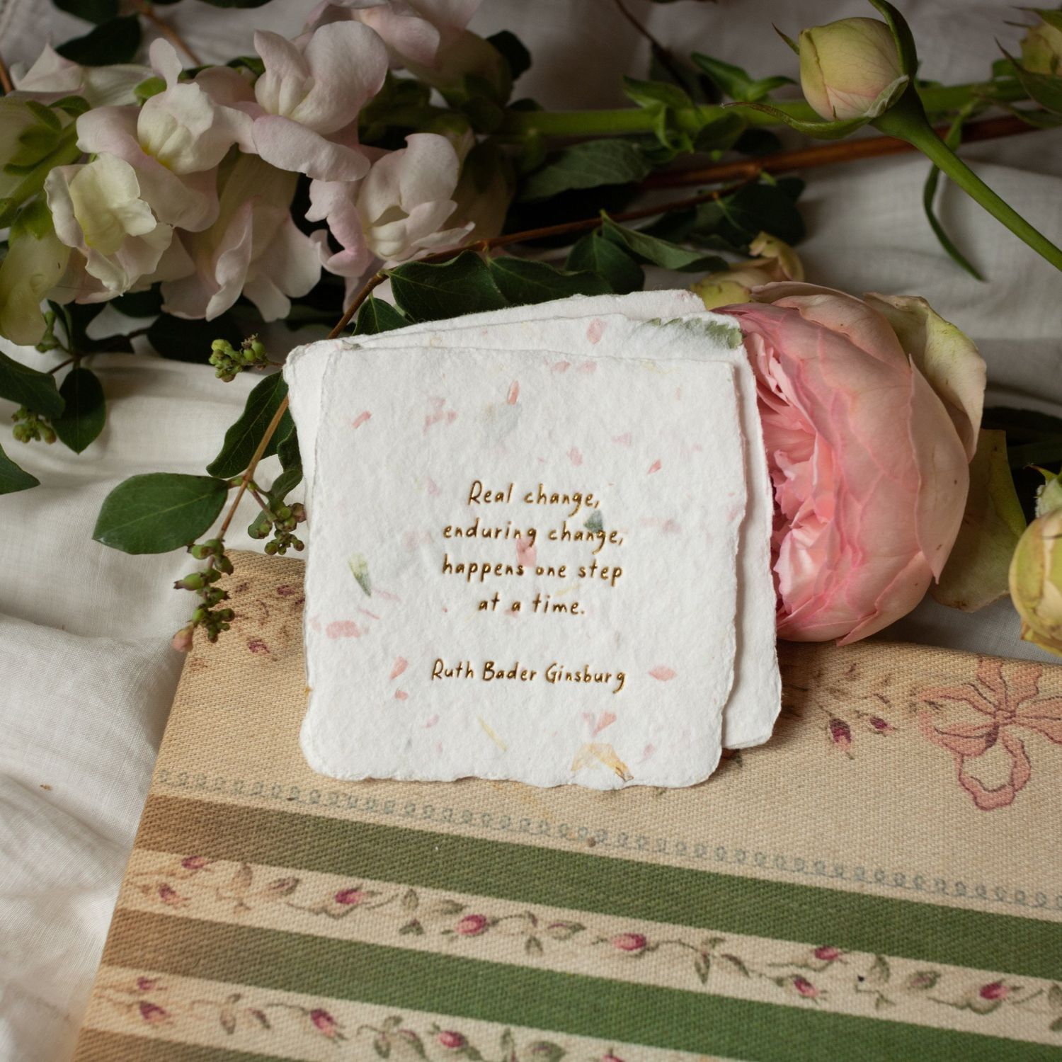 Ruth Bader Ginsburg Quote Floral Petite Wish Letterpress Enclosure