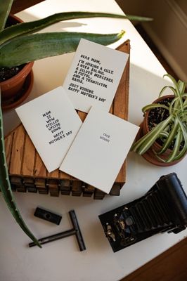 Mom is Wow Spelled Upside Down Letterpress Card