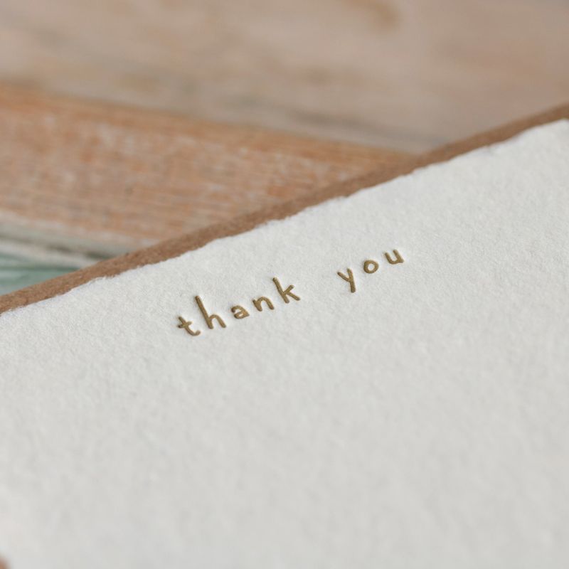 Thank You Handmade Paper Letterpress Deckled Note