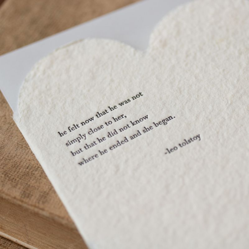 Leo Tolstoy Quote Letterpress Deckled Heart Card