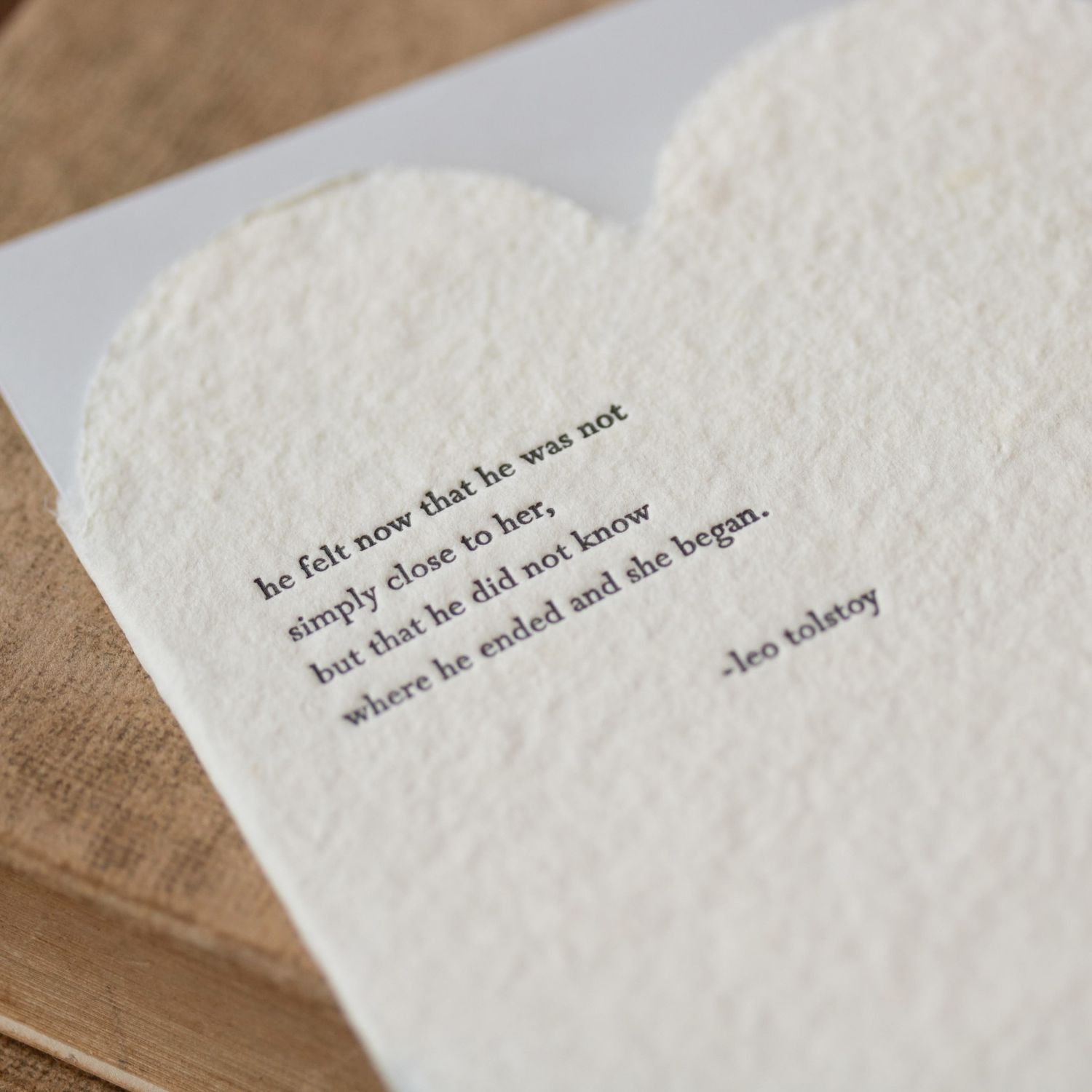 Leo Tolstoy Quote Letterpress Deckled Heart Card