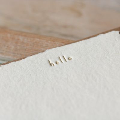 Hello Handmade Paper Deckled Letterpress Note