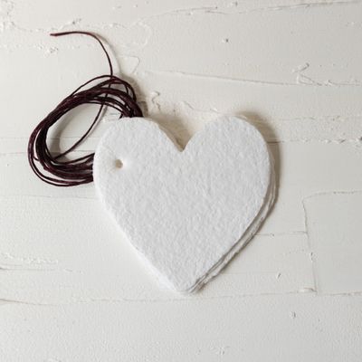 White Petite Handmade Paper Heart Tags, Pack of 6