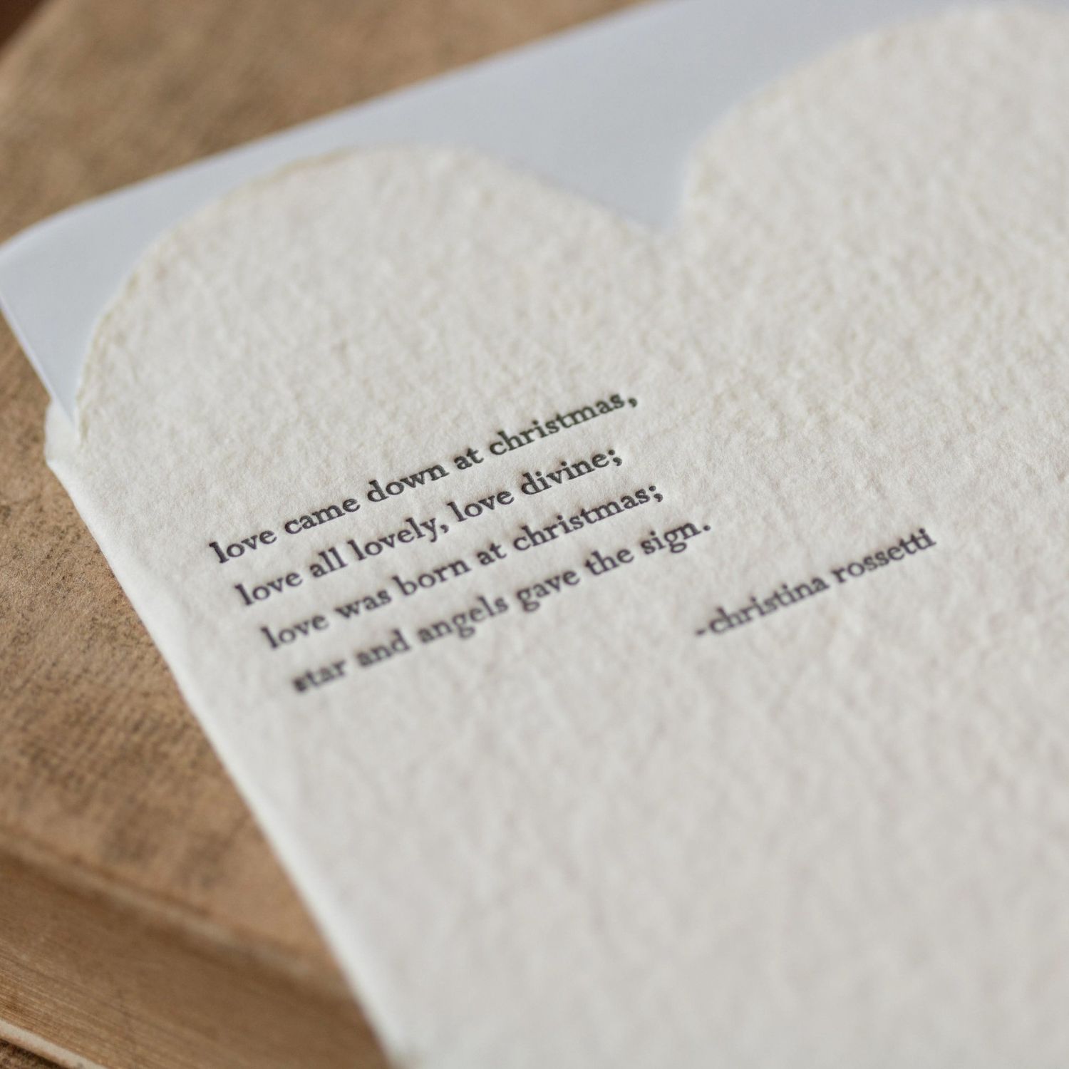 Rossetti Christmas Quote Letterpress Deckled Heart Card