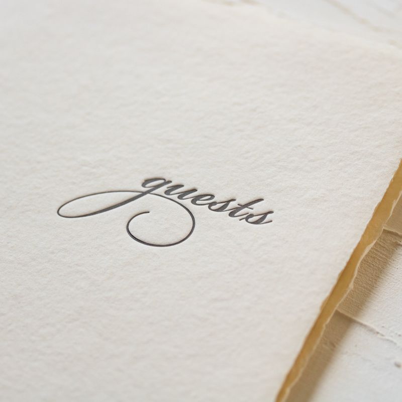 Cream Handmade Paper Letterpress Mini Guest Booklet