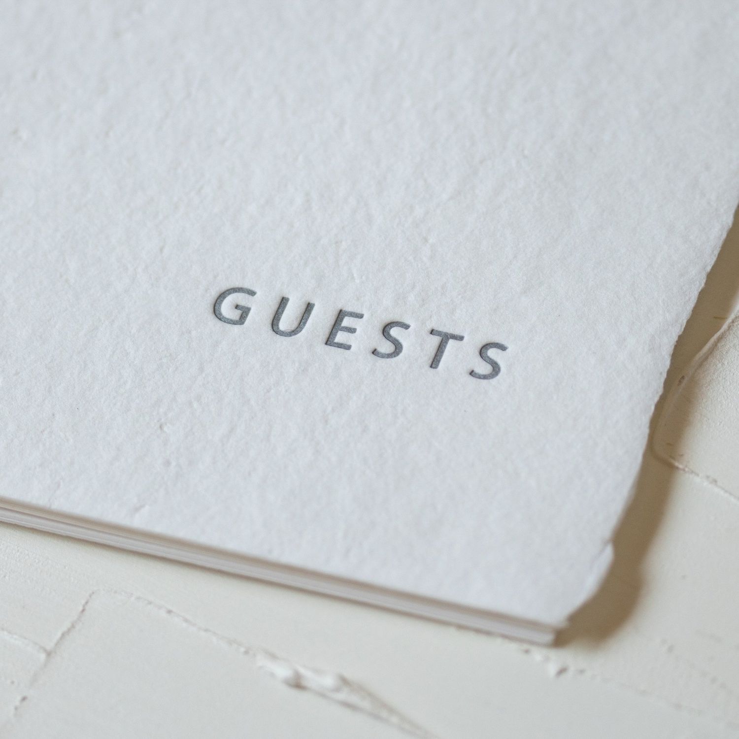 White Handmade Paper Letterpress Guest Book