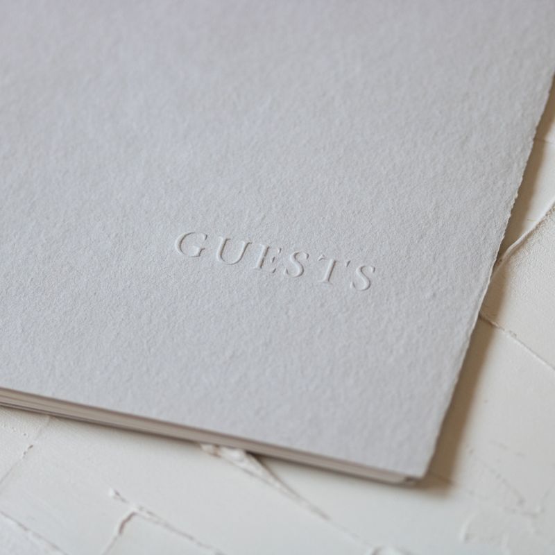 Stone Handmade Paper Letterpress Guest Book