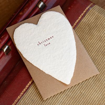 Christmas Love Greeted Heart Letterpress Card