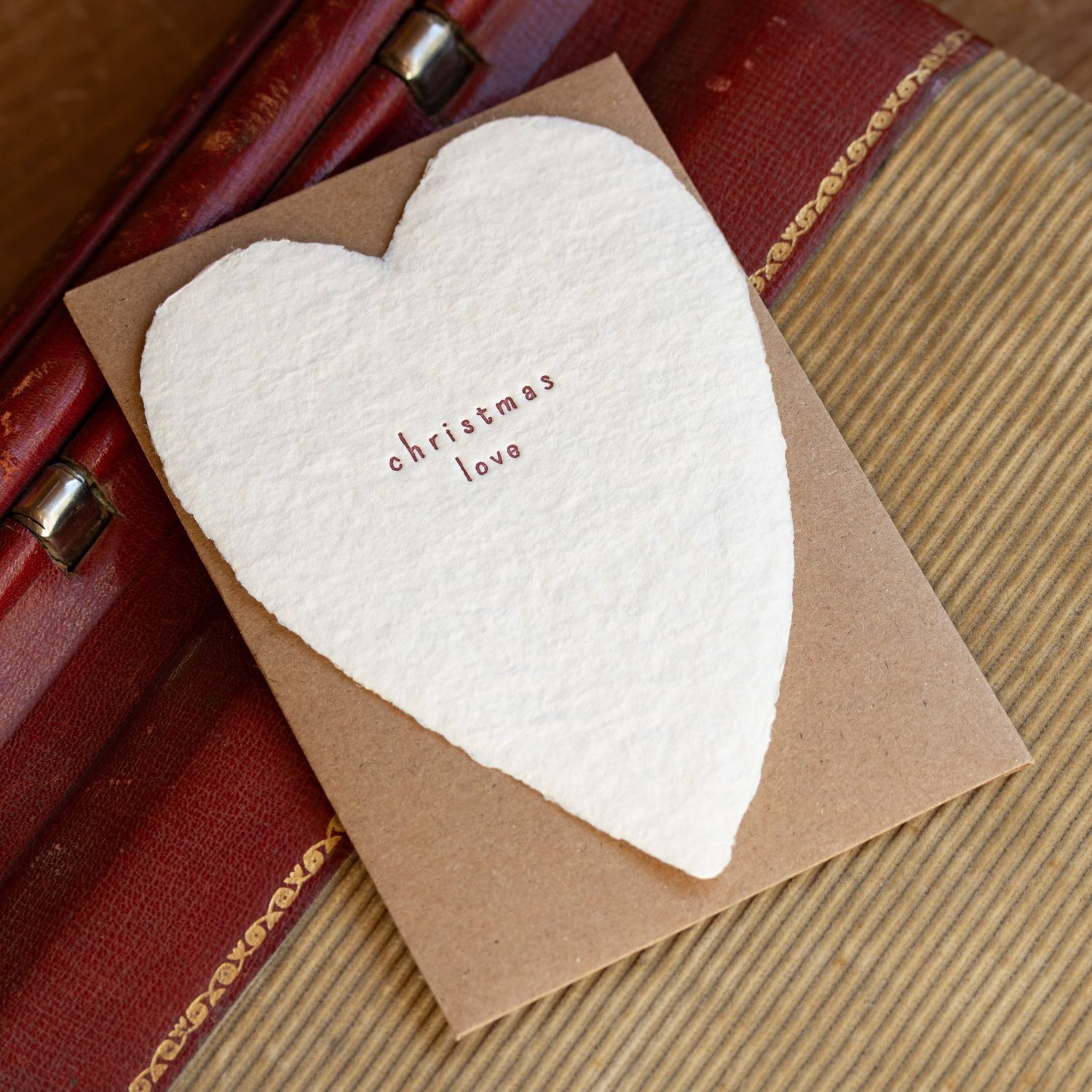 Christmas Love Greeted Heart Letterpress Card
