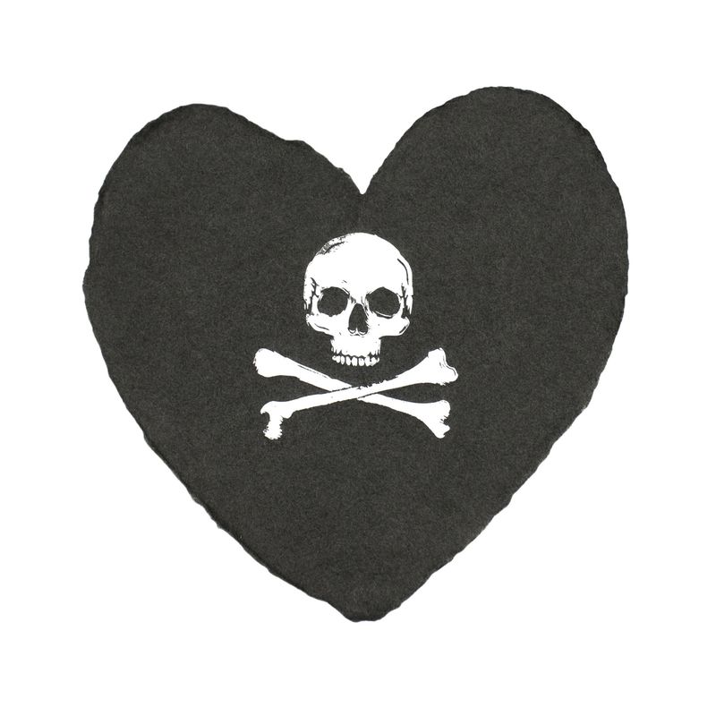 Skull and Crossbones Letterpress Foiled Heart Enclosure