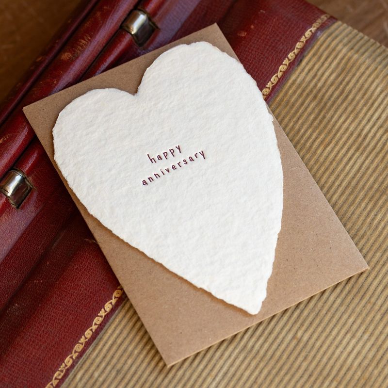 Happy Anniversary Greeted Heart Letterpress Card