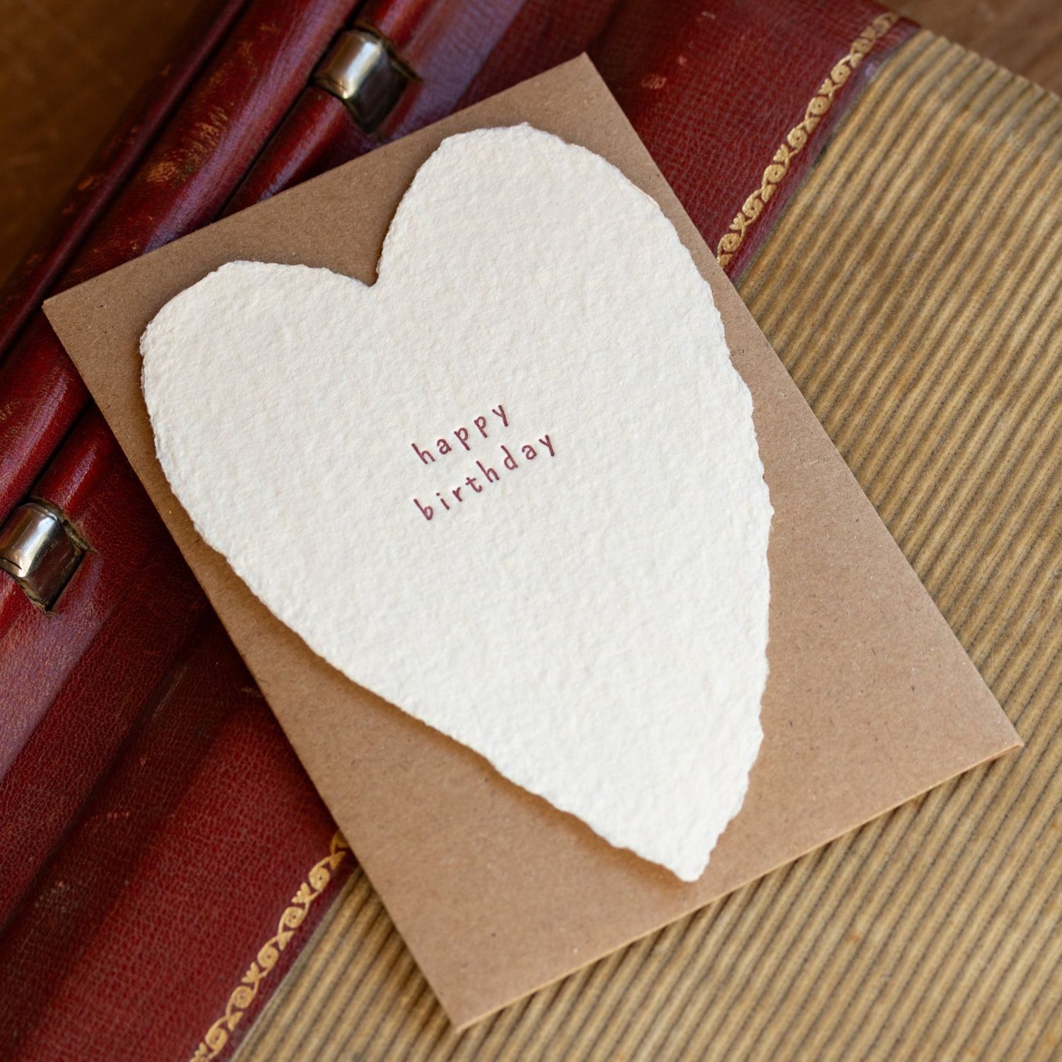 Happy Birthday Greeted Heart Letterpress Card