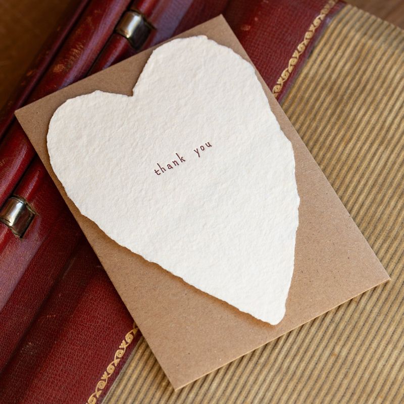 Thank You Greeted Heart Letterpress Card