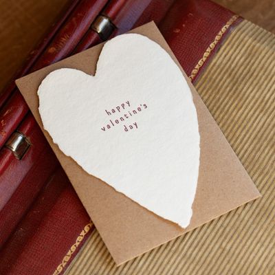 Happy Valentine&#39;s Day Greeted Heart Letterpress Card