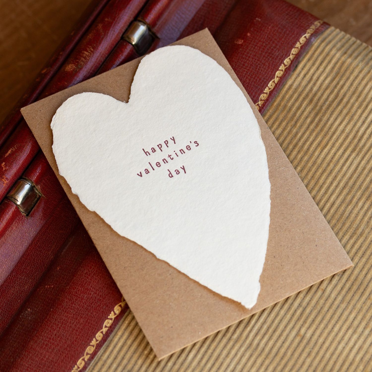 Happy Valentine&#39;s Day Greeted Heart Letterpress Card