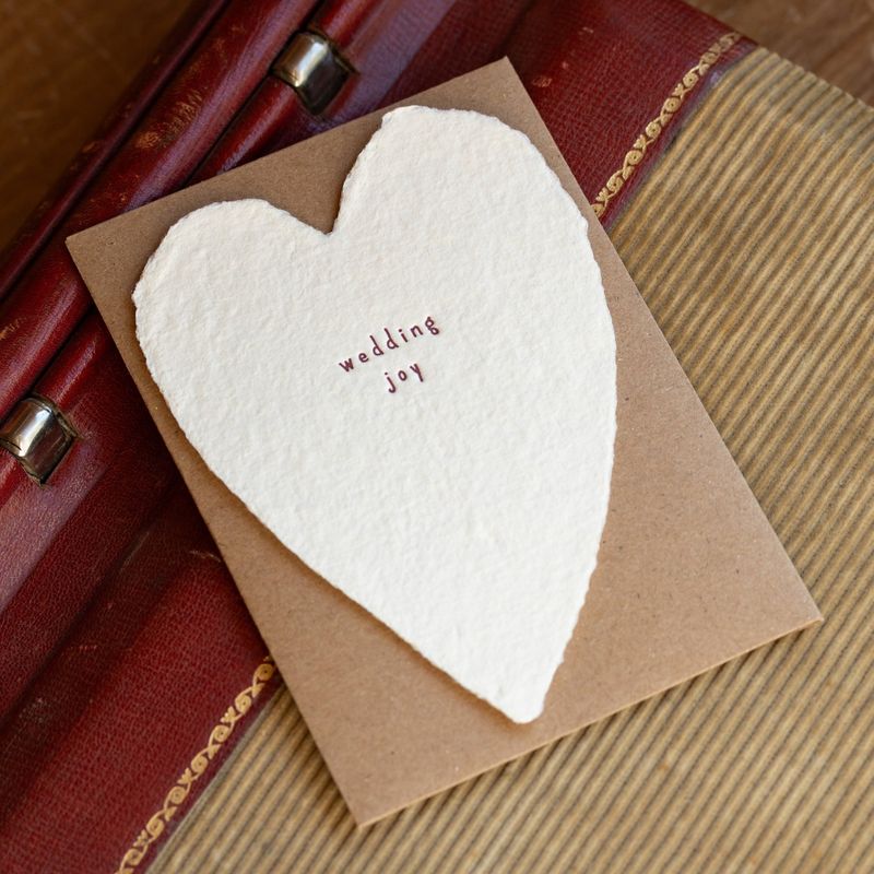 Wedding Joy Greeted Heart Letterpress Card