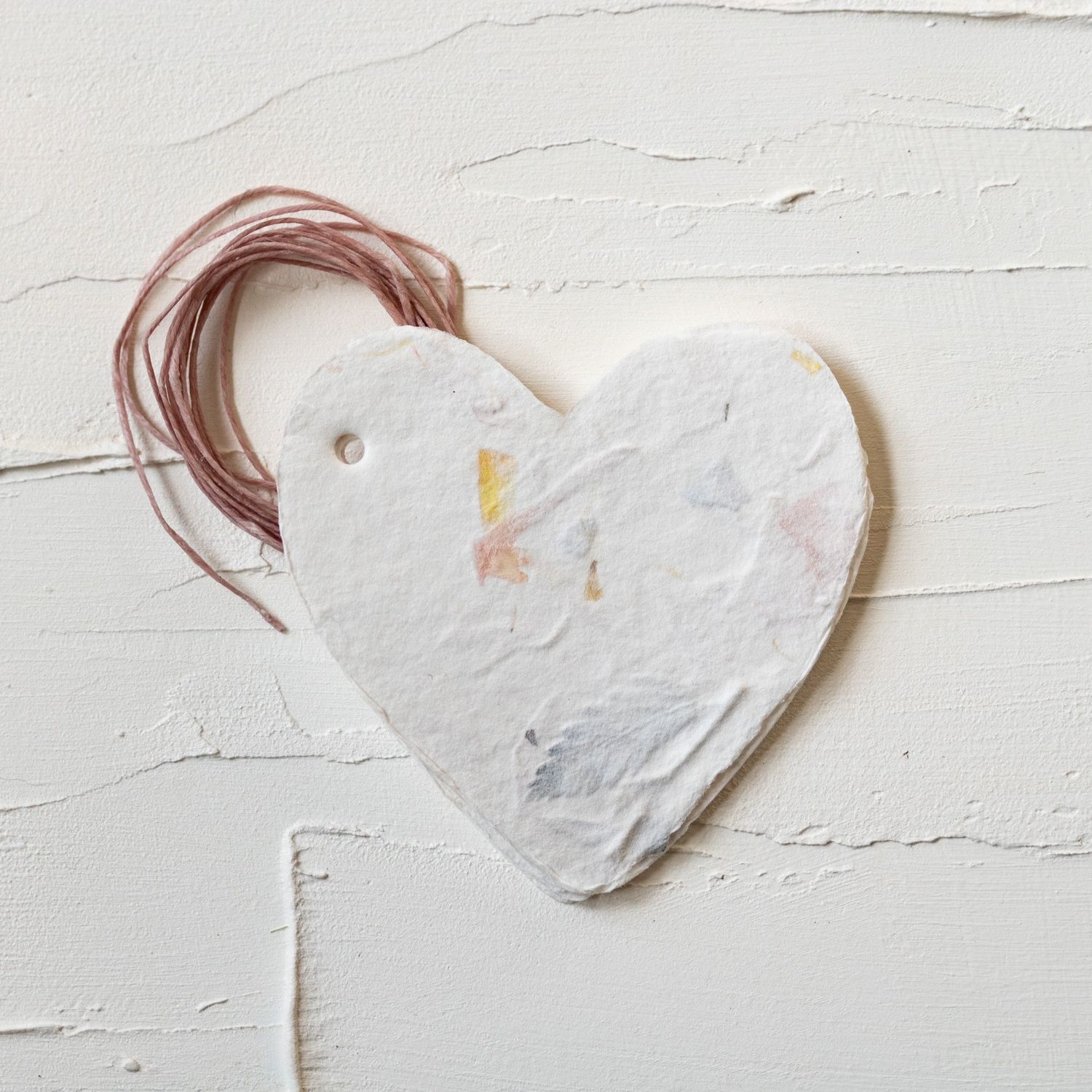 Floral Petite Handmade Paper Heart Tags, Pack of 6