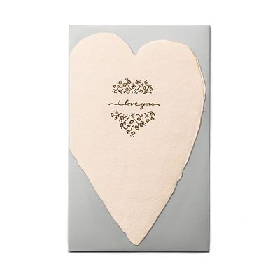 I Love You Blush Letterpress Heart Card