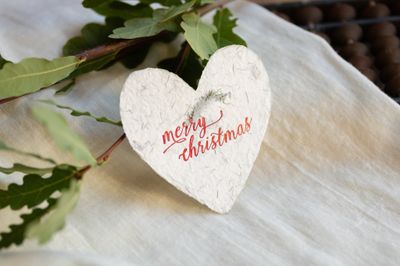 Merry Christmas Letterpress Foiled Heart Enclosure