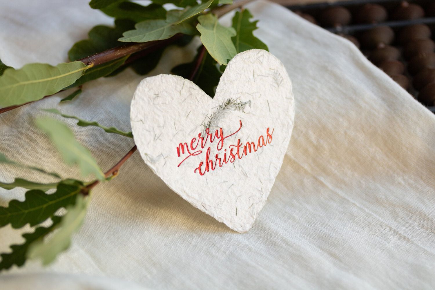 Merry Christmas Letterpress Foiled Heart Enclosure