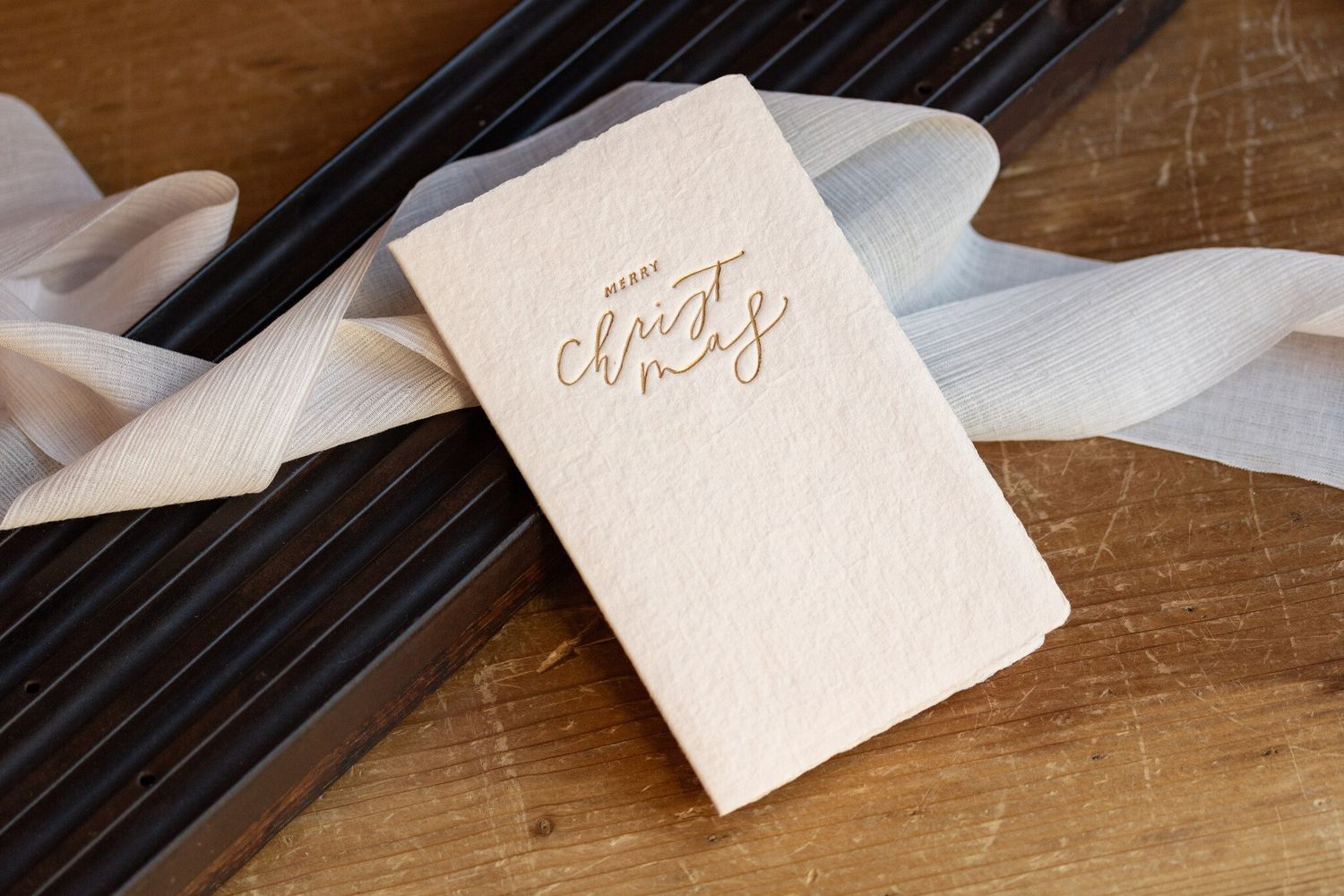 Merry Christmas Letterpress Calligraphy Note