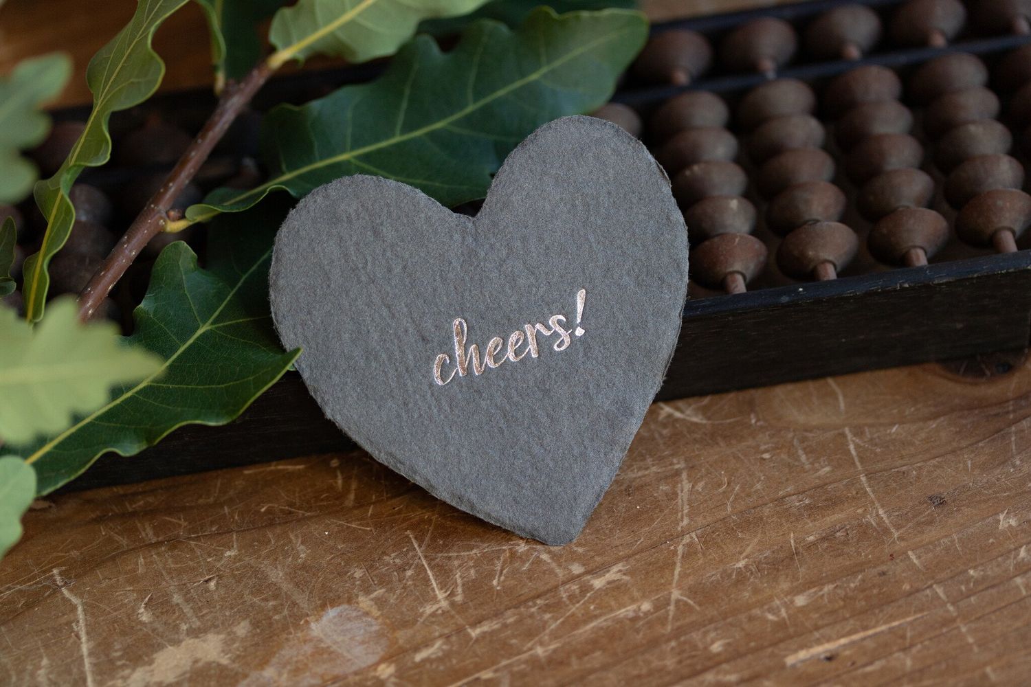 Cheers Letterpress Foiled Heart Enclosure