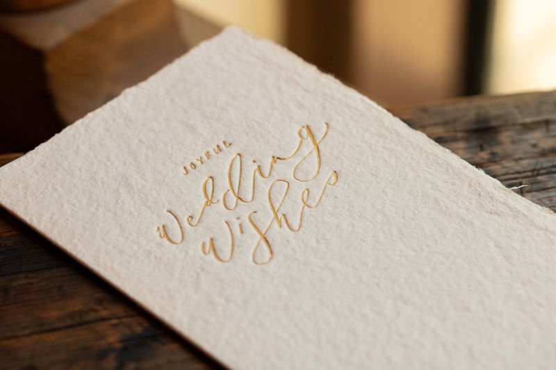 Joyful Wedding Wishes Letterpress Calligraphy Note