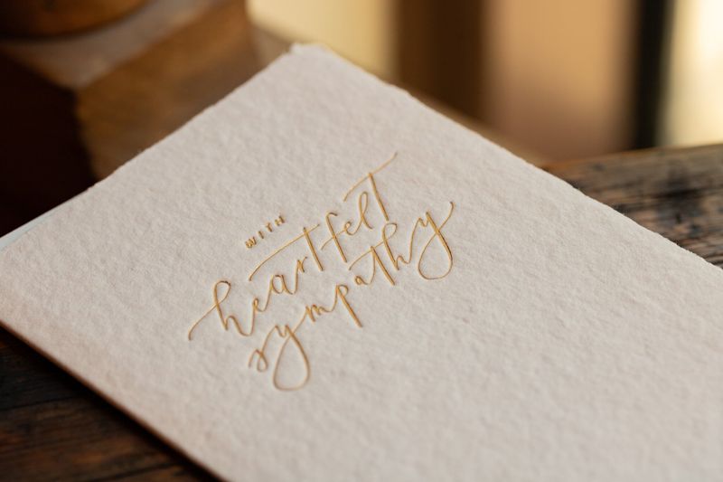 With Heartfelt Sympathy Letterpress Calligraphy Note