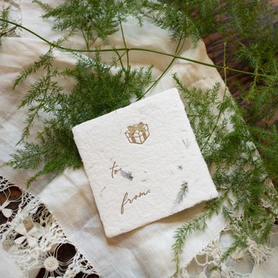 Petite Present Fern Handmade Paper Letterpress Tag