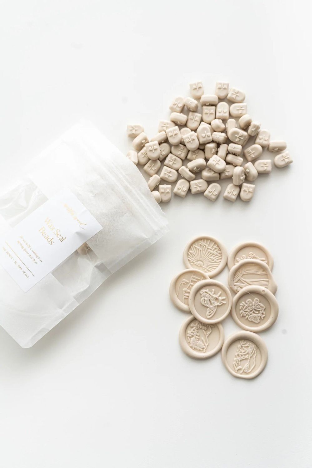 Written Word Beige Sealing Wax Beads Set of 100