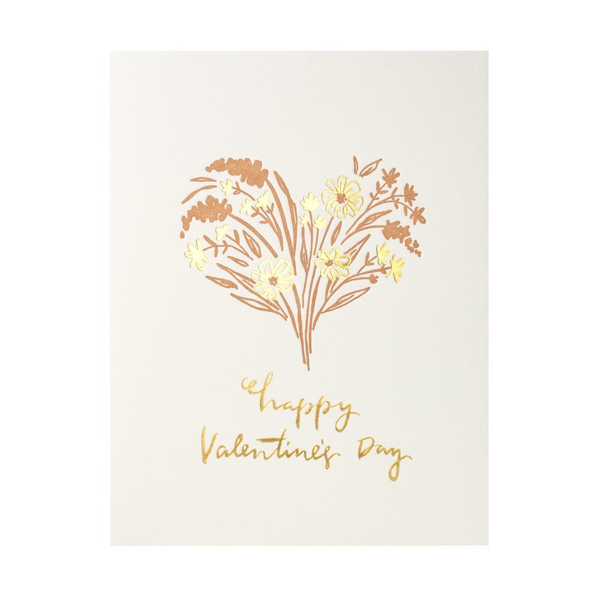 Happy Valentine&#39;s Day Bouquet Letterpress Card