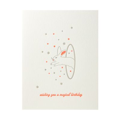 Magical Birthday Bunny Letterpress Card