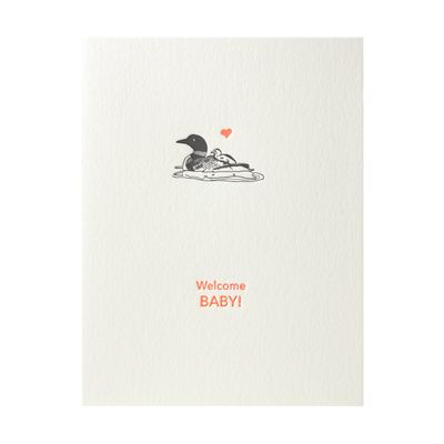 Welcome Baby Loons Letterpress Card